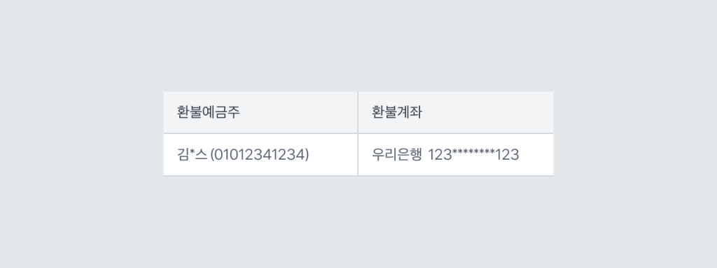 가상계좌 환불 정보 확인